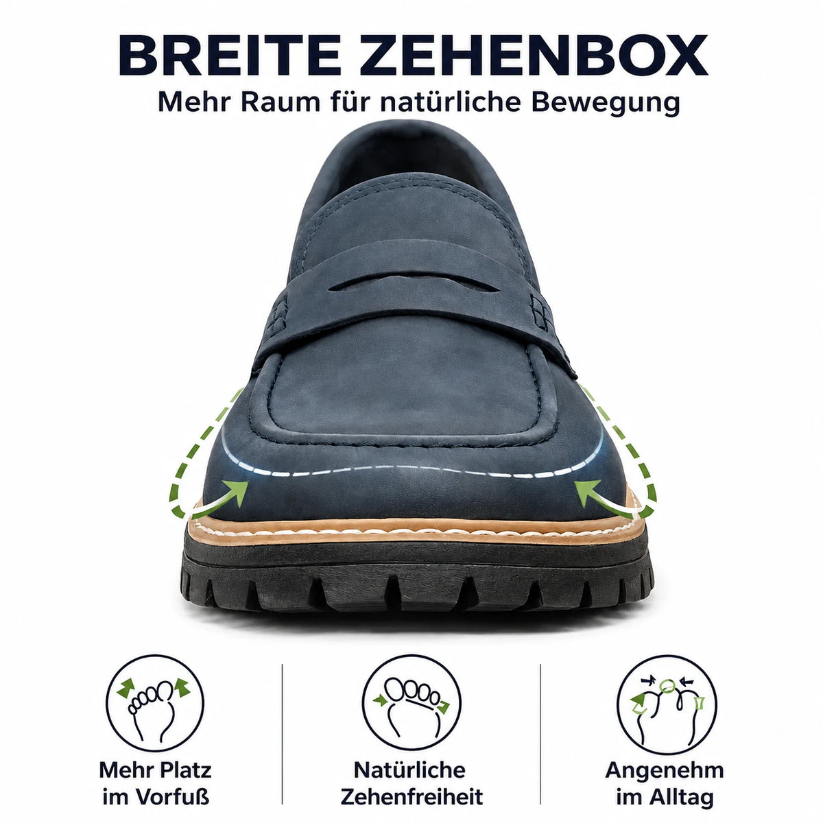 Breite Zehenbox mit mehr Raum