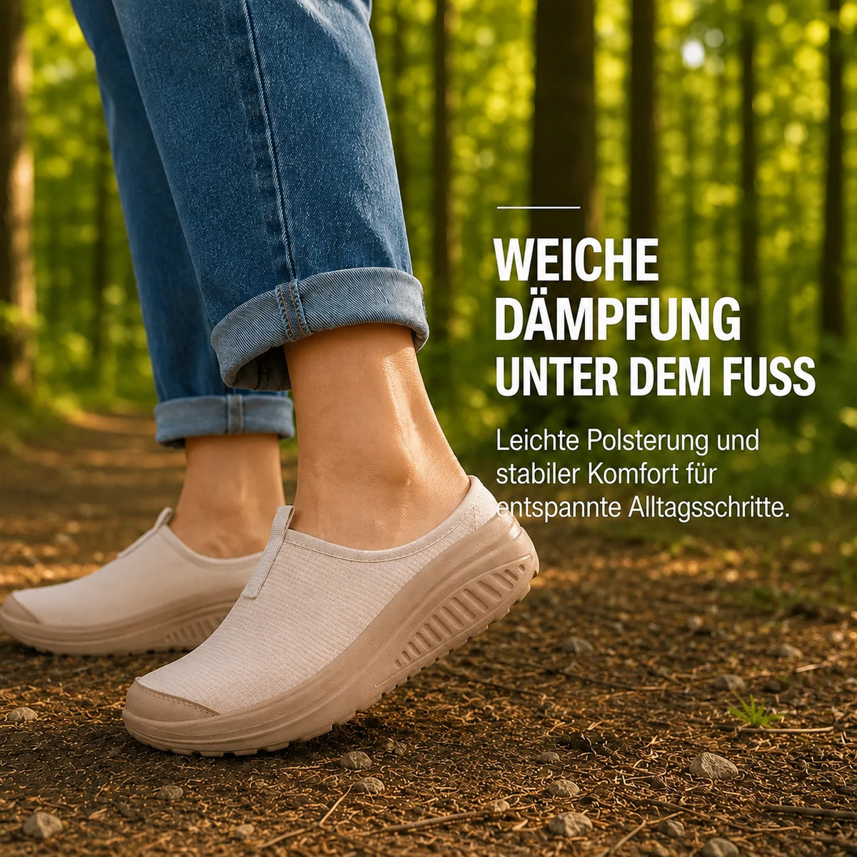 Weiche Dämpfung unter dem Fuß