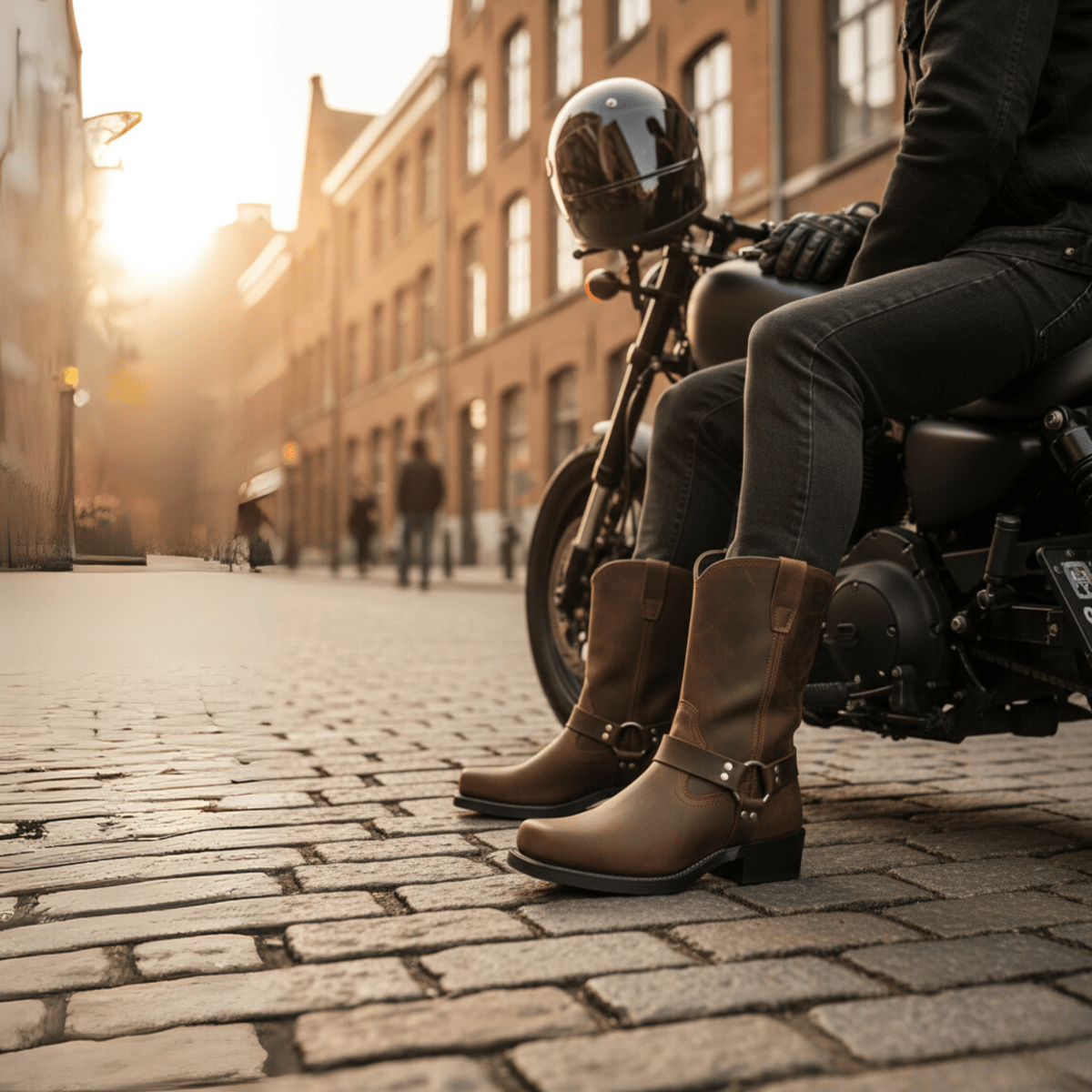 Herren-Stiefel mit Harness-Riemen