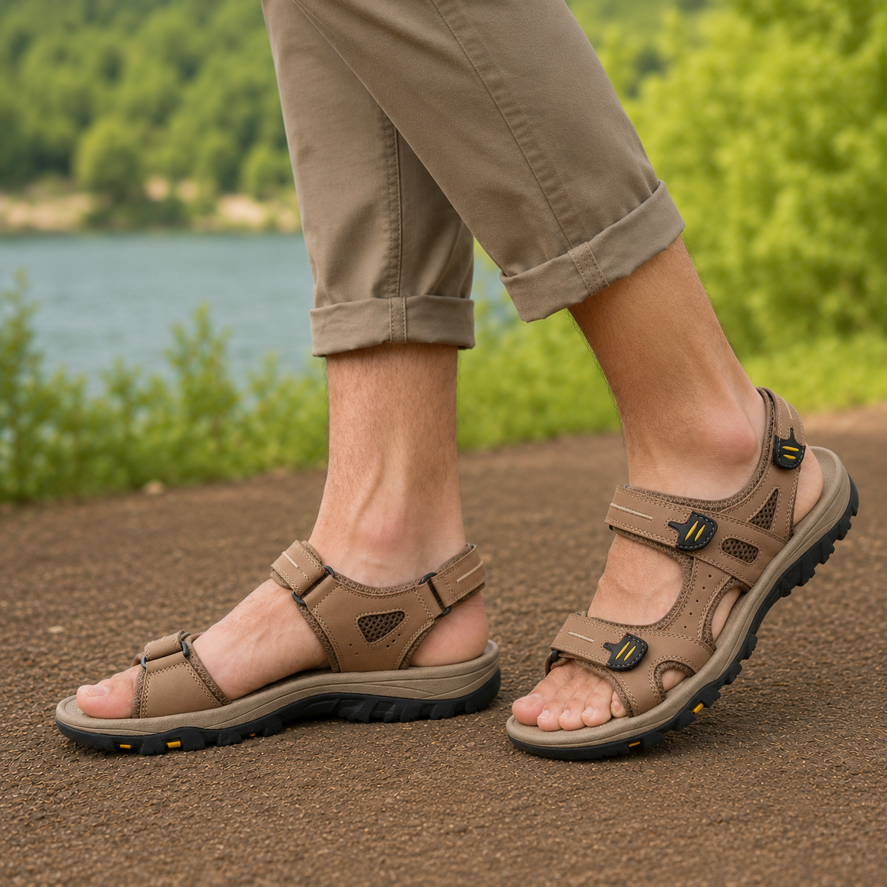 Herren Breite Zehenbox Verstellbare Orthopädische Stützsandalen