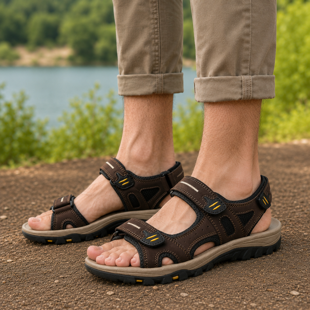 Herren Breite Zehenbox Verstellbare Orthopädische Stützsandalen