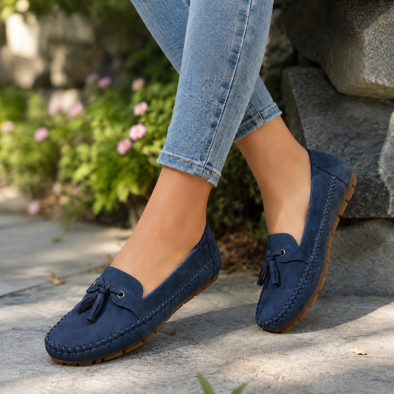Damen Orthopädische Extra Weite Wildleder-Loafer