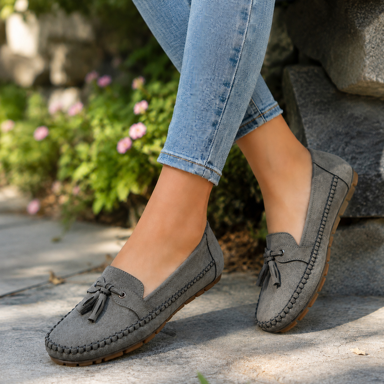 Damen Orthopädische Extra Weite Wildleder-Loafer