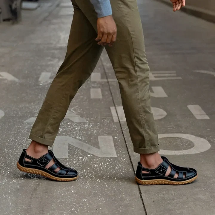 Orthopädische Leder-Komfortschuhe mit breiter Zehenbox