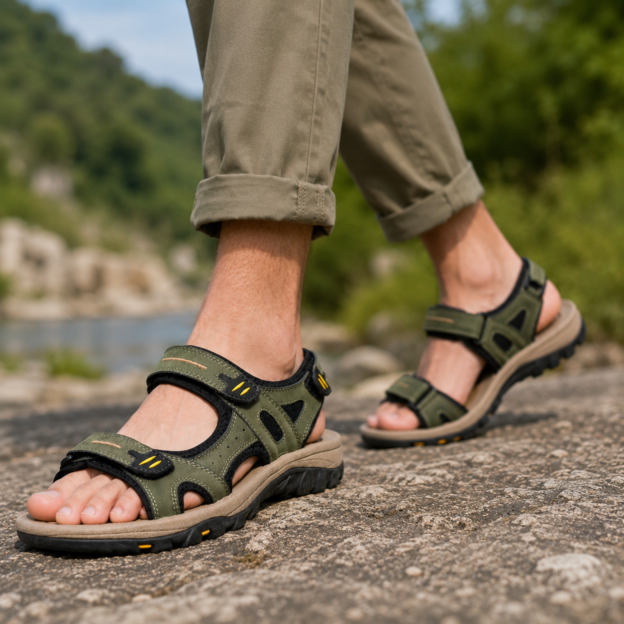 Herren Breite Zehenbox Verstellbare Orthopädische Stützsandalen