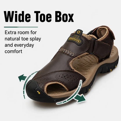 Herren Extra Breite Zehen Orthopädische Sandalen mit verstellbaren Riemen