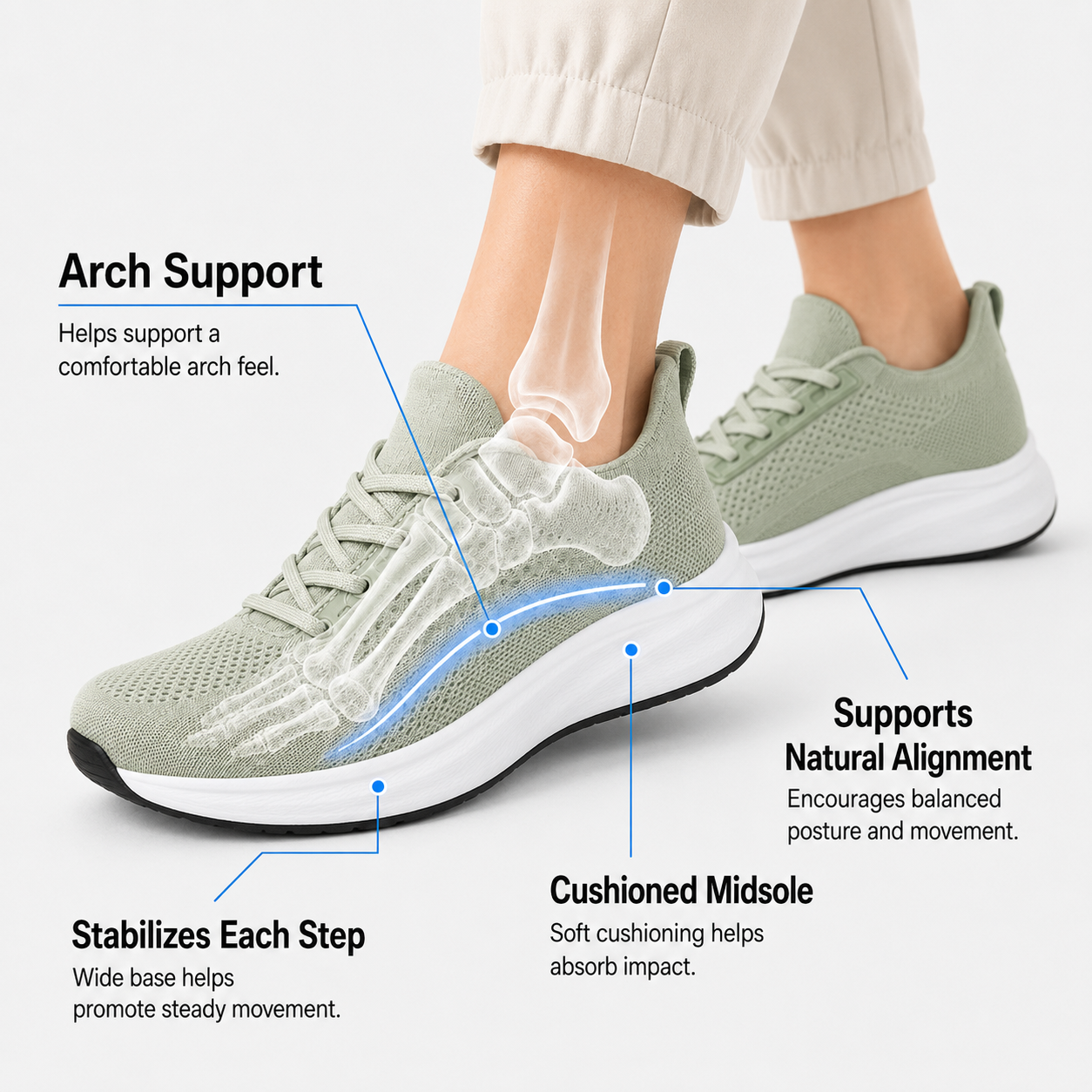 Orthopädische Komfort-Gehschuhe mit breiter Zehenbox – Unisex