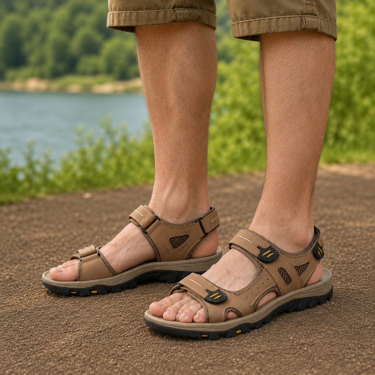 Herren Breite Zehenbox Verstellbare Orthopädische Stützsandalen