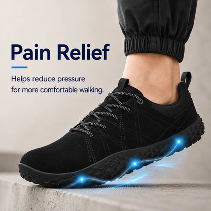 Orthopädische Wildleder Barfuß-Wanderschuhe | Breite Zehenbox