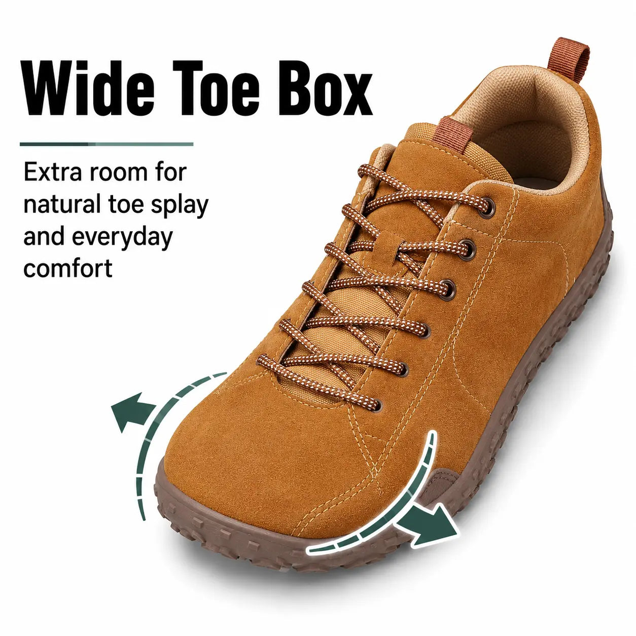 Orthopädische Wildleder Barfuß-Wanderschuhe | Breite Zehenbox