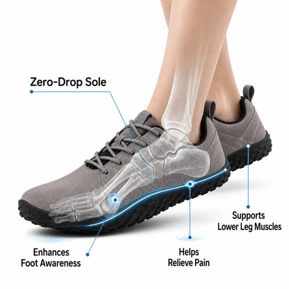Orthopädische Wildleder Barfuß-Wanderschuhe | Breite Zehenbox