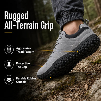 Orthopädische Wildleder Barfuß-Wanderschuhe | Breite Zehenbox