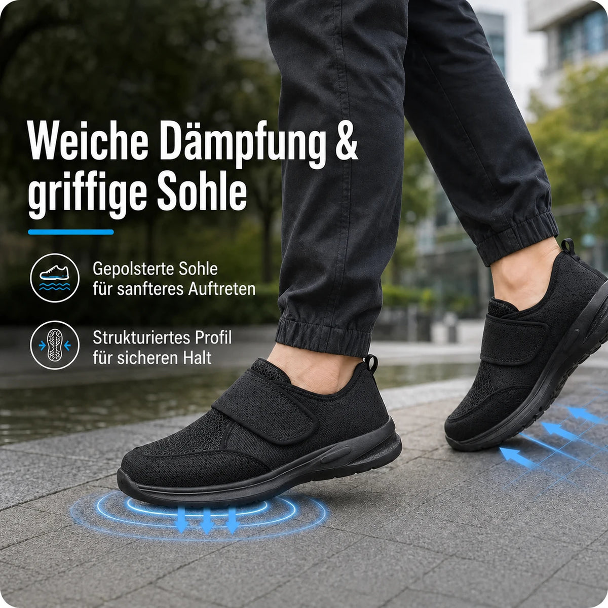Weiche Dämpfung und griffige Sohle