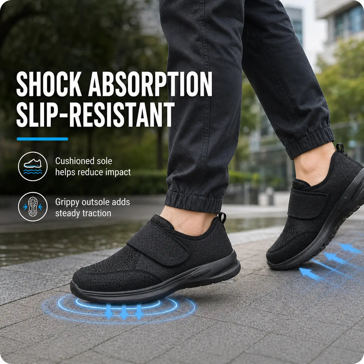 Weite Orthopädische Gehschuhe für geschwollene Füße mit verstellbarem Riemen