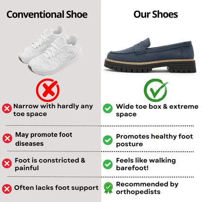 Damen Orthopädische Komfortschuhe mit breiter Zehenbox