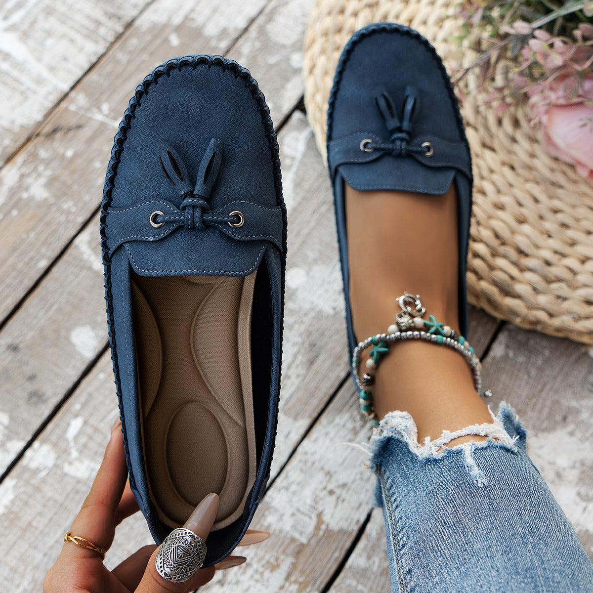 Damen Orthopädische Extra Weite Wildleder-Loafer
