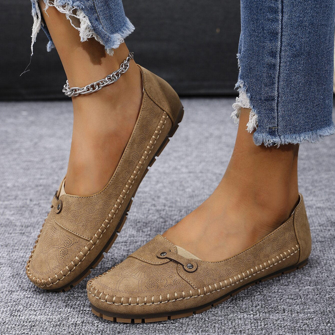 Damen Orthopädische Komfortable Wildleder-Loafer