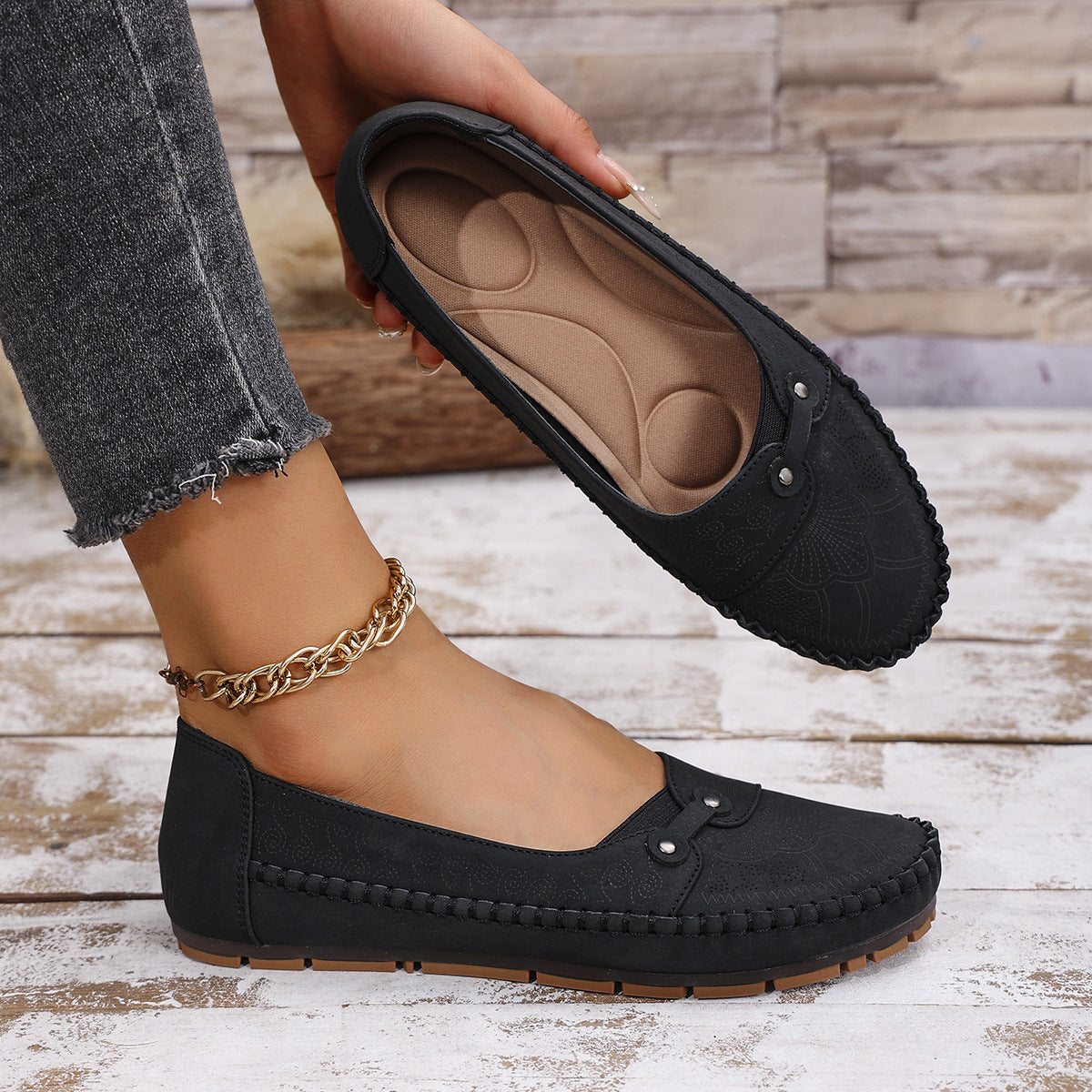 Damen Orthopädische Komfortable Wildleder-Loafer