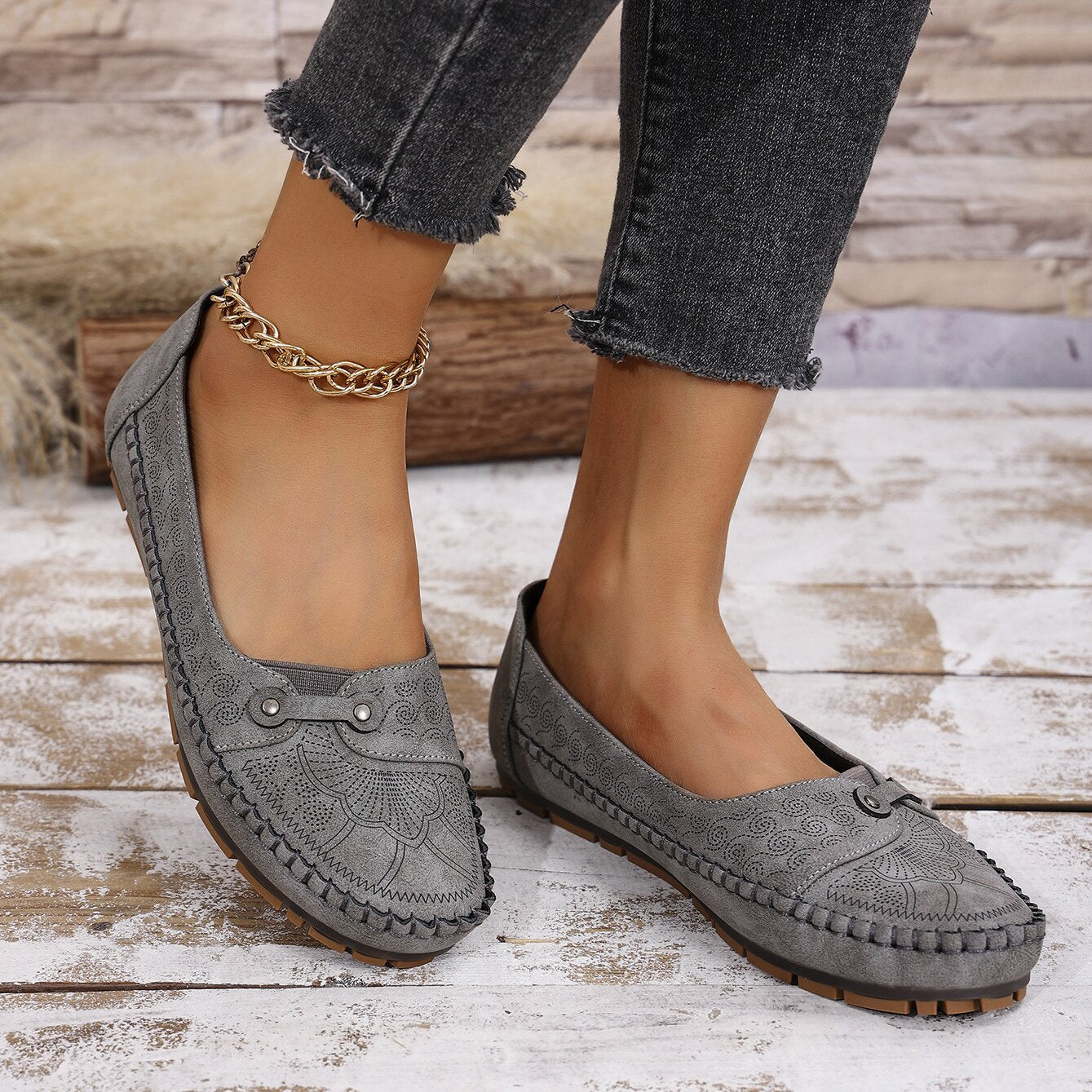 Damen Orthopädische Komfortable Wildleder-Loafer