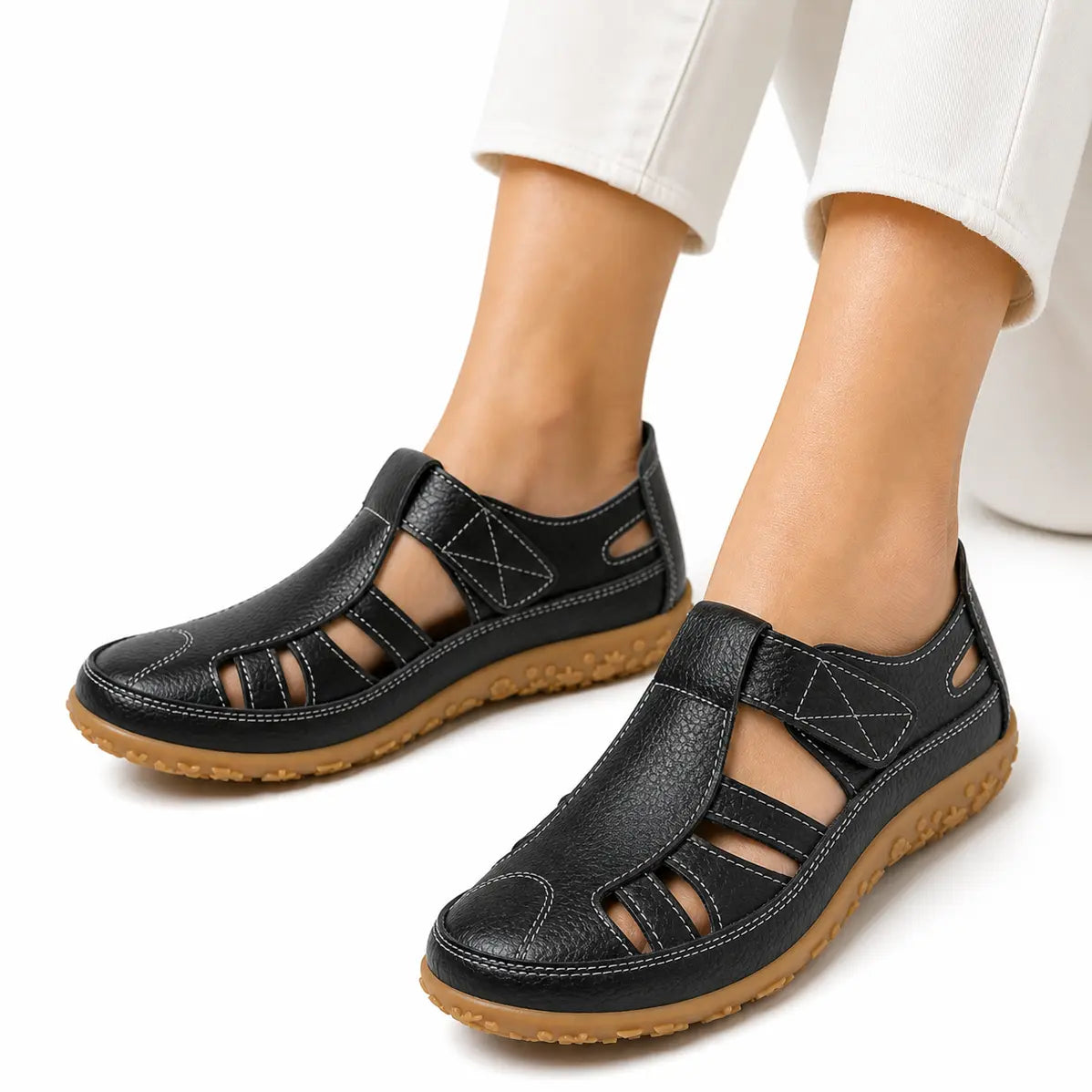 Orthopädische Leder-Komfortschuhe mit breiter Zehenbox
