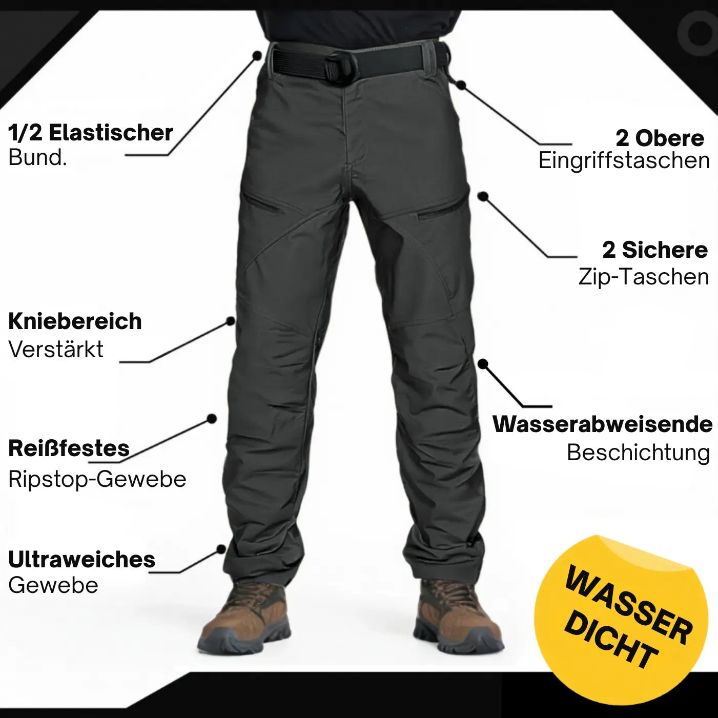 Herren Urban Pro Stretch Tactical-Hose – Wasserdichte Outdoor Arbeitshose