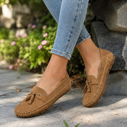 Damen Orthopädische Extra Weite Wildleder-Loafer