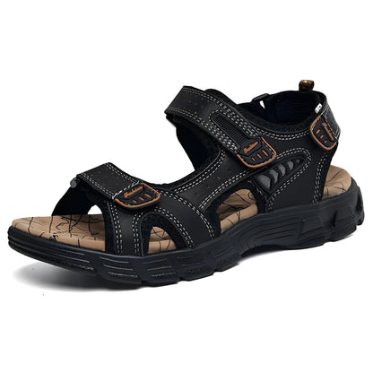 Herren-Sandalen mit Klettverschluss und Kontrastnähten