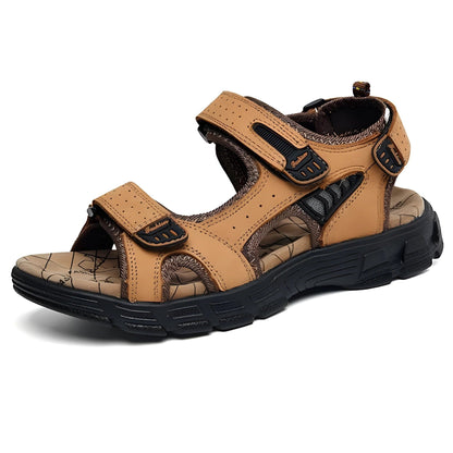 Herren-Sandalen mit Klettverschluss und Kontrastnähten