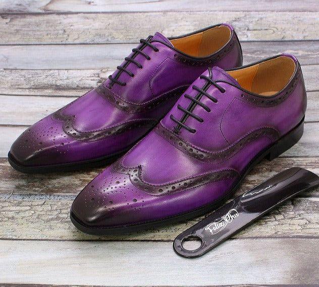 Herren-Oxford-Schuhe mit Flügelkappen und Lochmuster