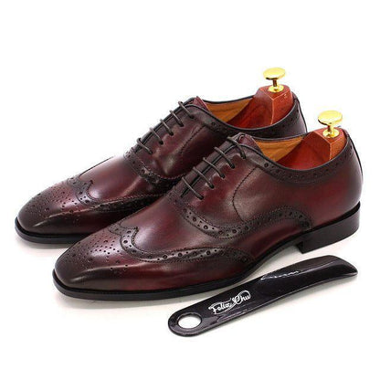 Herren-Oxford-Schuhe mit Flügelkappen und Lochmuster